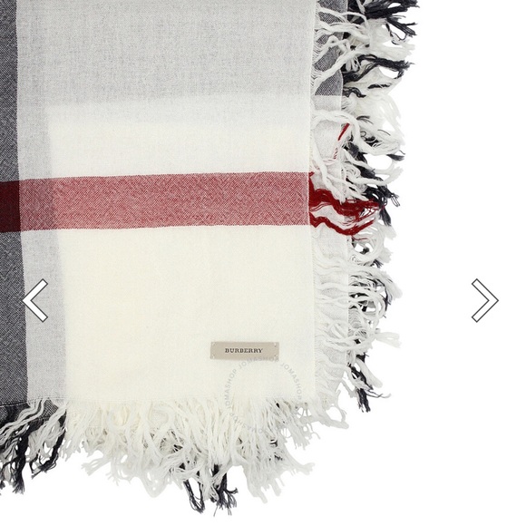 Burberry Large Ivory Check Fine Merino Wool Scarf Wrap - Picture 5 of 16
